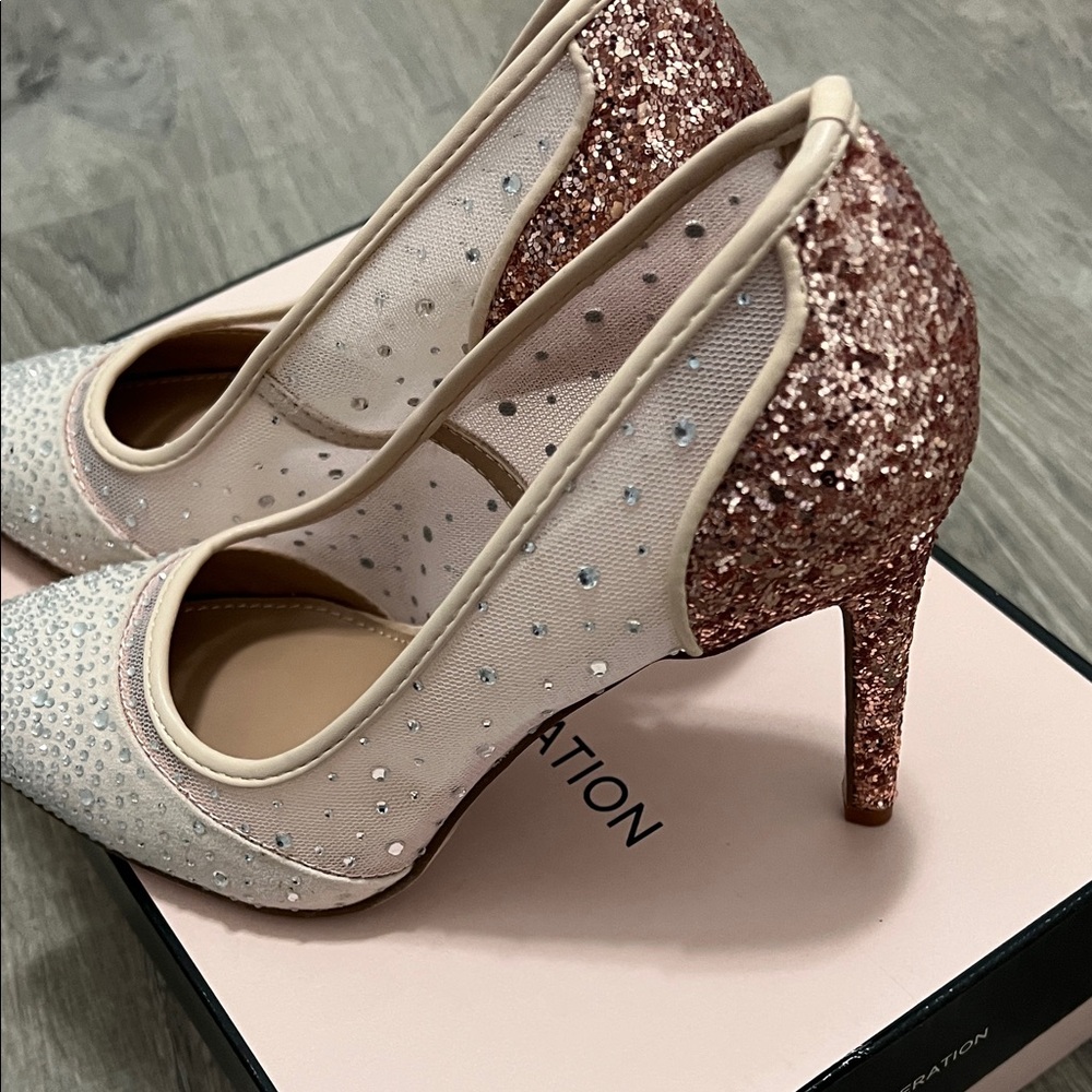 BCBGeneration Blush Pink Crystal Pointed-Toe Pumps - Picture 4 of 7